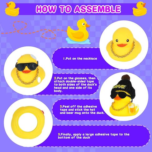 Funny Rubber Duck Car Accessories with Black Love Hat, Sunglasses, Golden Necklace & Beer Mug - Silicone Car Dashboard Decor, Squeezable Squeaky Duck for Stress Relief Car Interior Decoration in Kuwait