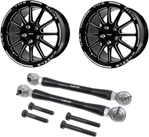 VMS Racing BlackHawk 17x10 عجلات 5x115 مع حزمة وصلات شريط Sway قابلة للتعديل لـ 2006-2023 دودج تشالنجر تشارجر كرايسلر 300، +30 ET إزاحة in Kuwait