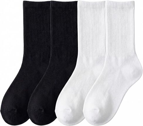 4 Pairs Women Lightweight Crew Socks, Breathable Cotton Hand-Linked Smooth Toe, Soft, Comfortable, Durable, Size 5-10 in Saudi Arabia