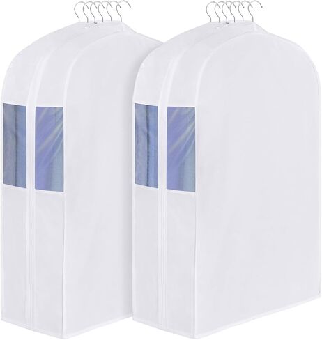 Univivi Premium Cotton Garment Bags for Hanging Clothes and Storage, 50 Inch Washable Suit Cover Bag with Extra Large 10" Gusset & Clear Window - Perfect for Suits, Coats, Jackets - 2 Pack in Saudi Arabia