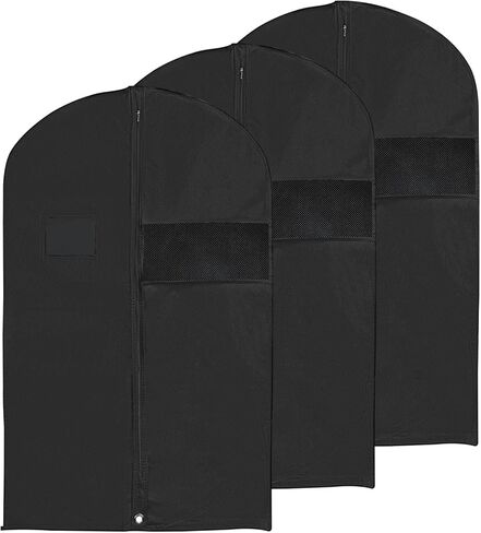 PATIKIL 60" Garment Bag, 3 Pack Breathable Suit Bag for Storage Hanging Clothes Dustproof Garment Covers for Suits Coats Dresses, Black in Saudi Arabia
