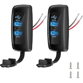 2 قطعة 3 منافذ 12 فولت RV USB مخرج 72 وات، 2 قطعة Type-C PD3.0 شحن سريع ولوحة QC3.0 مزدوجة للتركيب على سطح الجدار، محول شاحن مقبس USB متعدد المنافذ للسيارة RV Marine Boat Bus Camper ATV Truck in Kuwait