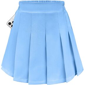 Yesfashion Girls Pleated Skirt High Waist Elastic Waist School Uniform Mini Skirt Kids Tennis Golf Skirt with Pockets in Saudi Arabia