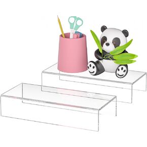 Acrylic Shelf Riser 10x4.3x2 pack of 2, Clear Display Shelf 10" for Figure, Cosmetics, Bags, Shoes, Toys, Collectibles, 10x4.3x2 Inch in Kuwait
