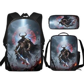 حقائب ظهر كرتونية مقاس 17 بوصة مع صندوق غداء ومقلمة مجموعة 3 في 1، حقيبة ظهر للأطفال مكونة من 3 قطع خفيفة الوزن مقاومة للماء وسهلة التنظيف، مطبوعات شخصيات كرتونية مضاءة in Kuwait