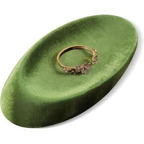 Velvet Jewelry Display Tray, Oval-Shaped Holder for Necklace, Bracelet, Ring, and Earrings, Elegant Showcase for Countertop, Retail Store (Olive Green) in Kuwait