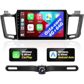 SizxNanv for RAV4 Upgrade Android Radio Touch Screen Compatible with Carplay Android Auto,Car Stereo Bluetooth Navigation Media Player GPS WiFi Backup Camera for Toyota RAV4 2013 2014 2015 2016 2018 in Kuwait