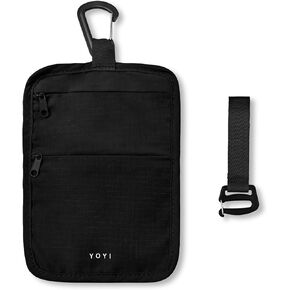 محفظة سفر معلقة ذات سعة كبيرة بتقنية RFID، منظم 3 مناطق، حامل جواز السفر والتذاكر، حزام بمشبك مزدوج ومحفظة خصر مضادة للسرقة in Kuwait