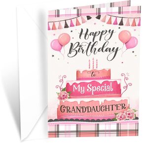 بطاقة عيد ميلاد حفيدة Prime Greetings، مصنوعة في أمريكا، صديقة للبيئة، مخزون بطاقات سميك مع ظرف ممتاز 5 بوصة × 7.75 بوصة، معبأة في بريد واقٍ in Saudi Arabia