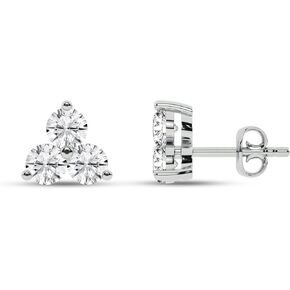 Triangle Diamond Stud Earrings for Women | Lab Created 1/2-1 1/2 Carat Diamonds Studs | 10 KT White and Yellow Gold Earrings for Her in Saudi Arabia