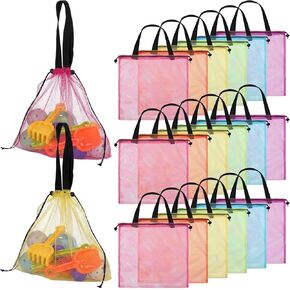 18 Pcs Mesh Beach Pool Tote Bags Bulk, Cute Drawstring Bag Large Swim Beach Toy Organizer Dopamine for Women Men Travel Lightweight Pool Essentials for Outdoor Swim Travel Shopping Gym in Saudi Arabia