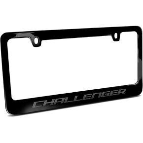 iPick Image Made for Dodge Challenger in 3D Dark Gray Letters on Black Metal License Plate Frame in Saudi Arabia