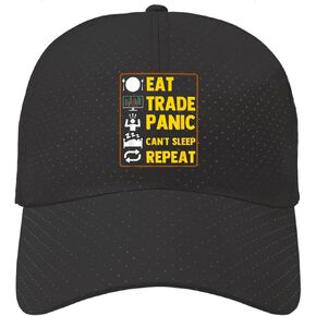 قبعة EAT Trade Panic Can't Sleep المتكررة للرجال من لعبة البيسبول المتعثرة والمغسولة بشكل رائع in Kuwait