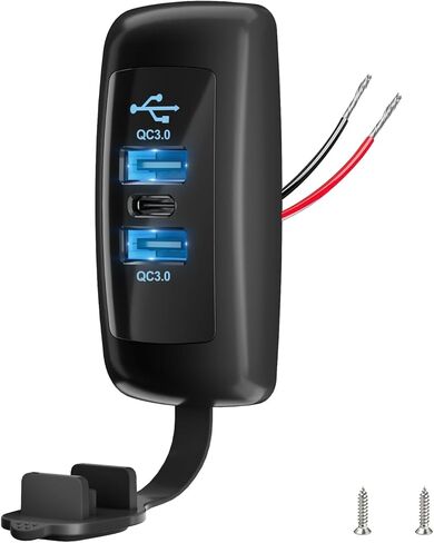 2 قطعة 3 منافذ 12 فولت RV USB مخرج 72 وات، 2 قطعة Type-C PD3.0 شحن سريع ولوحة QC3.0 مزدوجة للتركيب على سطح الجدار، محول شاحن مقبس USB متعدد المنافذ للسيارة RV Marine Boat Bus Camper ATV Truck in Kuwait