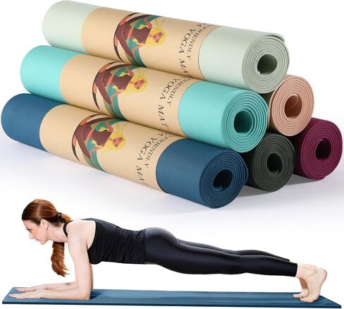 Timgle 6 Pack Yoga Mats Bulk 68 x 24 Inches Non Slip Exercise Yoga Mat 4 mm Thick Gym Mat Assorted Colors Sports Mat Suitable for Fitness Stretching Home Workout and Studio in Saudi Arabia