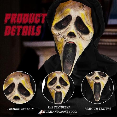 YumSur Halloween Mask Ghost Scary Skull Mask Horror Full Head Masque Halloween Decorations Creepy Cosplay Prop in Saudi Arabia