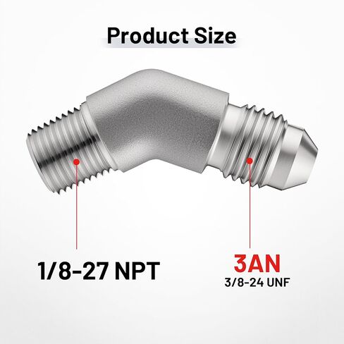 EVIL ENERGY 3AN Male Flare to 1/8 NPT Pipe Male 45 Degree Stainless Steel Fitting Adapter Union Connector 1PC in Saudi Arabia