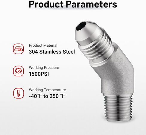 EVIL ENERGY 3AN Male Flare to 1/8 NPT Pipe Male 45 Degree Stainless Steel Fitting Adapter Union Connector 1PC in Saudi Arabia