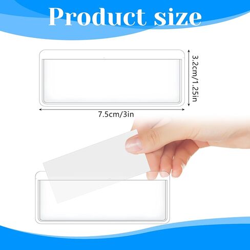 100Pcs Label Holder Self Adhesive Clear Pocket 3x1 Inch Clear Plastic Shelf Tag Sticking Index Card Pocket for Supermarket Library Kitchen Business Bookshelf Mailbox File Cabinet Storage Bin in Saudi Arabia