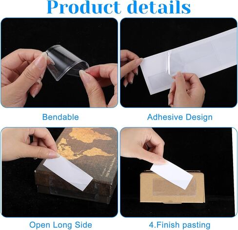 100Pcs Label Holder Self Adhesive Clear Pocket 3x1 Inch Clear Plastic Shelf Tag Sticking Index Card Pocket for Supermarket Library Kitchen Business Bookshelf Mailbox File Cabinet Storage Bin in Saudi Arabia