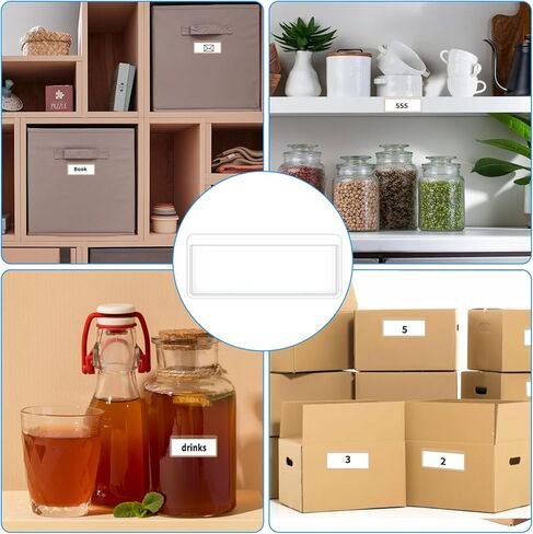 100Pcs Label Holder Self Adhesive Clear Pocket 3x1 Inch Clear Plastic Shelf Tag Sticking Index Card Pocket for Supermarket Library Kitchen Business Bookshelf Mailbox File Cabinet Storage Bin in Saudi Arabia