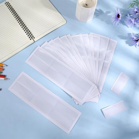 100Pcs Label Holder Self Adhesive Clear Pocket 3x1 Inch Clear Plastic Shelf Tag Sticking Index Card Pocket for Supermarket Library Kitchen Business Bookshelf Mailbox File Cabinet Storage Bin in Saudi Arabia