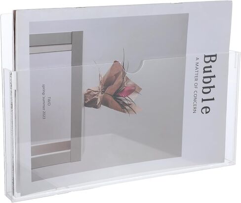 2 Pcs Clear Acrylic File Holder Wall Mount Legal Size Hanging Paper Organizer, Mail Holder Wall Pocket File Holders Storage for Letter Folder Brochure Magazine Bookshelf Literature Display in Saudi Arabia