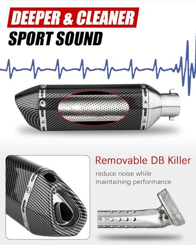 Slip-On Motorcycle Exhaust Muffler 51mm with Removable DB Killer, Carbon Fiber-Style Universal Exhaust for 38–51mm Pipes, Fit for Street & Sport Bikes (Carbon Fiber Pattern) in Saudi Arabia