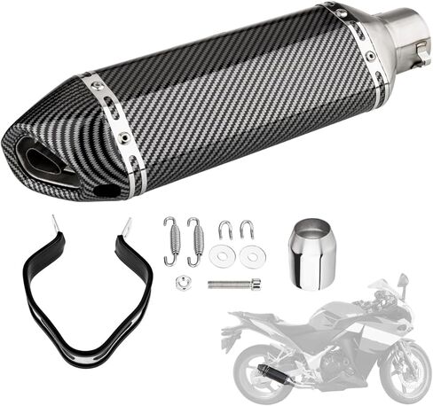 Slip-On Motorcycle Exhaust Muffler 51mm with Removable DB Killer, Carbon Fiber-Style Universal Exhaust for 38–51mm Pipes, Fit for Street & Sport Bikes (Carbon Fiber Pattern) in Saudi Arabia