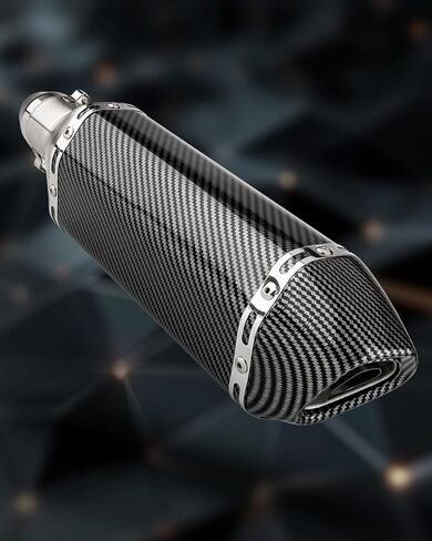 Slip-On Motorcycle Exhaust Muffler 51mm with Removable DB Killer, Carbon Fiber-Style Universal Exhaust for 38–51mm Pipes, Fit for Street & Sport Bikes (Carbon Fiber Pattern) in Saudi Arabia