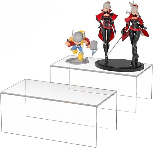 حامل أرفف أكريليك مقاس 10 × 4.3 × 2 عبوة من قطعتين، رف عرض شفاف مقاس 10 بوصة للشخصية ومستحضرات التجميل والحقائب والأحذية والألعاب والمقتنيات، 10 × 4.3 × 2 بوصة in Kuwait