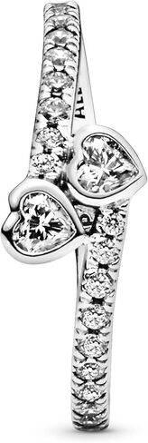 Pandora Two Sparkling Hearts Ring - The Ultimate Symbol of Love - Sterling Silver Ring for Women - Gift for Her - Sterling Silver with Clear Cubic Zirconia - Size 7 in Saudi Arabia