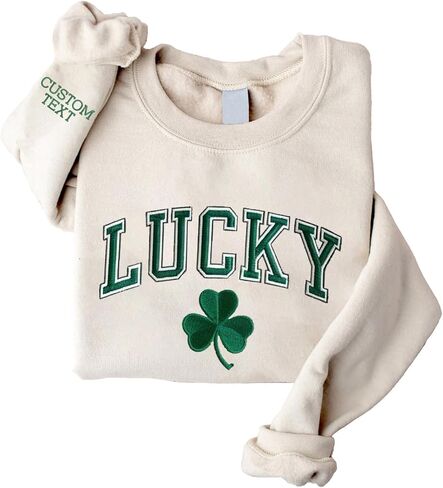 NAZENTI Personalized Embroidered St. Patricks Day Sweatshirt, Irish Unisex Crewneck Sweater, Custom St. Patricks Gifts in Saudi Arabia