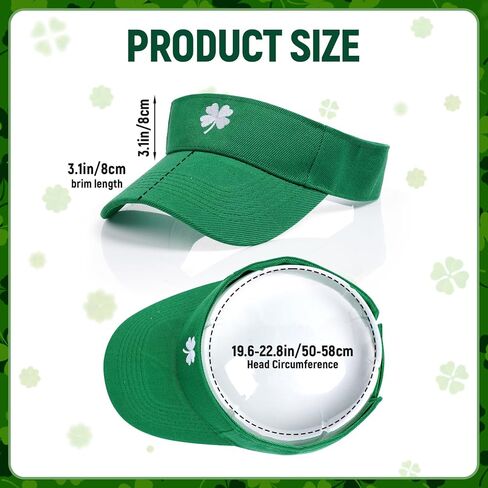 St. Patrick's Day Shamrocks Sun Visor Adjustable Embroidery Green Day Lucky Hat Sports Sun Visor Hat for Men Women in Saudi Arabia