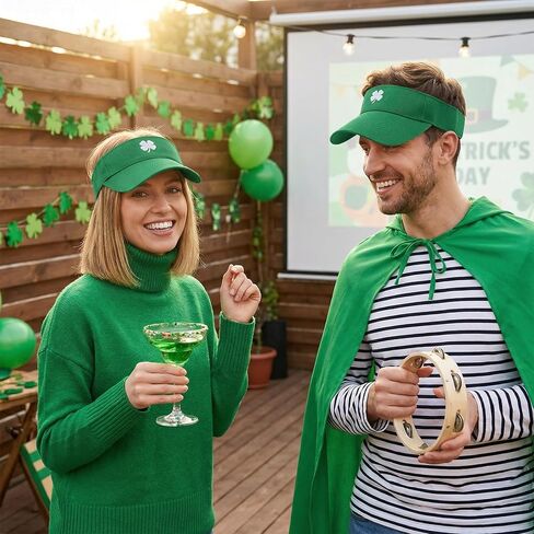 St. Patrick's Day Shamrocks Sun Visor Adjustable Embroidery Green Day Lucky Hat Sports Sun Visor Hat for Men Women in Saudi Arabia
