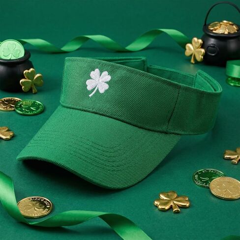 St. Patrick's Day Shamrocks Sun Visor Adjustable Embroidery Green Day Lucky Hat Sports Sun Visor Hat for Men Women in Saudi Arabia