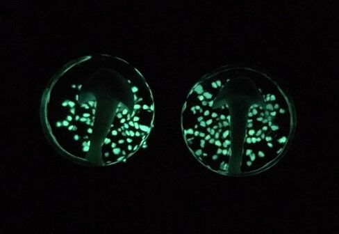 PAIR of Floating Mushroom Pyrex Glass Double Flare Plugs Gauges Body Jewelry in Saudi Arabia