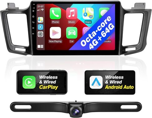 SizxNanv for RAV4 Upgrade Android Radio Touch Screen Compatible with Carplay Android Auto,Car Stereo Bluetooth Navigation Media Player GPS WiFi Backup Camera for Toyota RAV4 2013 2014 2015 2016 2018 in Kuwait