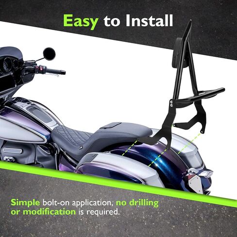 Mofun Sissy Bar with Luggage Rack 30" Passenger Backrest Compatible with BMW R18 Bagger/ R18 rictane/ R18 Transcontinental 2022 2023 2024 2025 Gloss Black in Saudi Arabia