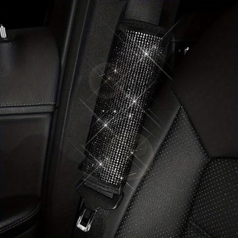 2PCS Bling Car Seat Belt Pads Rhinstone Car Seatbelt Covers Cushions with Crystal Women Universal Interior Car Accessories for Releasing Shoulder Neck Pressure Purple in Kuwait