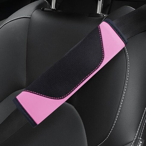 2PCS Car Seat Belt Cover Pad, Soft Mesh & Leather Seatbelt Covers for Cars, Auto Seat Belt Cushion Protector, Shoulder Strap Covers for Comfortable Driving, Interior Car Accessories (Purple) in Saudi Arabia