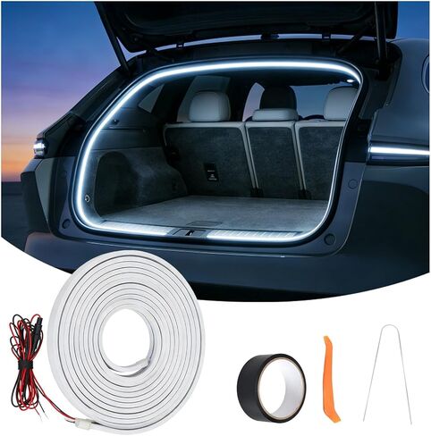 شريط أضواء LED للسيارة، شريط إضاءة لصندوق السيارة مقاوم للماء بطول 4 متر/13.12 قدم، لون أبيض 6000 ك، قطع سيليكون مرن، تشغيل/إيقاف تلقائي، أضواء شريط LED بجهد منخفض 12 فولت للسيارات in Kuwait