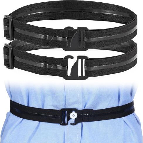 2PCS Men Shirt Stay Belts Keep Shirts Tucked in Tuck It Belt Style Stays Keepers Elastic Band Tuck Shirt Holder Adjustable Elastic Blet Non Slip Holder for Men Women Work Dress Neat Look in Saudi Arabia
