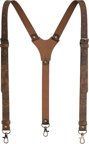 Genuine Leather Suspenders For Men Heavy Duty with Strong Clips, Leather Suspenders for Men in Kuwait