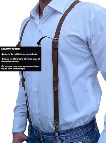 Genuine Leather Suspenders For Men Heavy Duty with Strong Clips, Leather Suspenders for Men in Kuwait