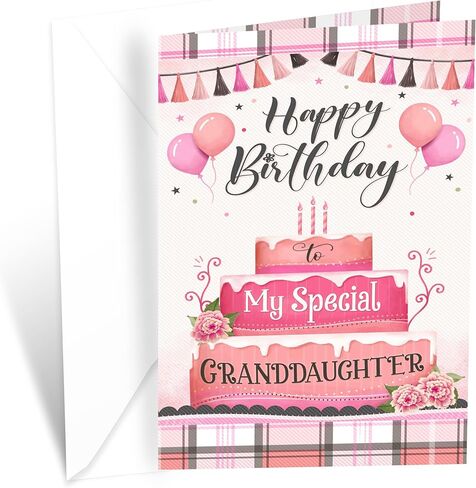 بطاقة عيد ميلاد حفيدة Prime Greetings، مصنوعة في أمريكا، صديقة للبيئة، مخزون بطاقات سميك مع ظرف ممتاز 5 بوصة × 7.75 بوصة، معبأة في بريد واقٍ in Kuwait
