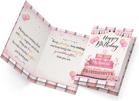 بطاقة عيد ميلاد حفيدة Prime Greetings، مصنوعة في أمريكا، صديقة للبيئة، مخزون بطاقات سميك مع ظرف ممتاز 5 بوصة × 7.75 بوصة، معبأة في بريد واقٍ in Kuwait