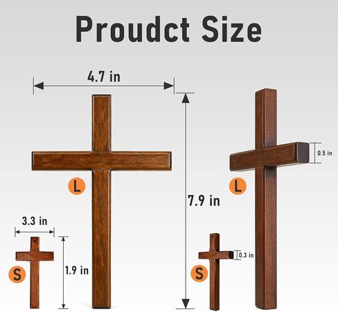 Allyix Wooden Cross Wall Decor, Wall Cross, Hand Held Large and Small Wall Crosses with Lanyards for Home Church Decor Christian Gift in Saudi Arabia