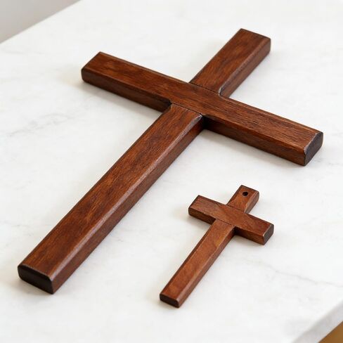 Allyix Wooden Cross Wall Decor, Wall Cross, Hand Held Large and Small Wall Crosses with Lanyards for Home Church Decor Christian Gift in Saudi Arabia