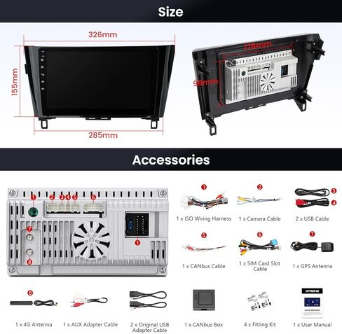 XTRONS Car Stereo for Nissan Rogue X-Trail Qashqai, Android 12 Octa Core Car Radio Player, 10.1 Inch IPS Touch Screen GPS Navigation for Car Bluetooth Head Unit, Built-in DSP Car Play Android Auto in Kuwait